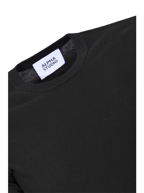 Maglia girocollo in filato di cotone Nero Alpha studio | AU-5002C1002